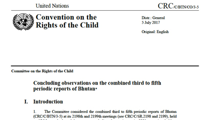 Bhutan: CRC Concluding Observations, CRC/C/BTN/CO/3-5, paras. 13(a), 38-39, 2 June 2017
