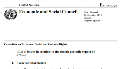 Chile: CESCR List of issues, E/C.12/CHL/Q /4, para. 24 22 Dec. 2014