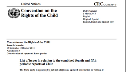 Chile: CRC  List of issues,  CRC/C/CHL/Q/4-5, para. 14, 5 March 2015
