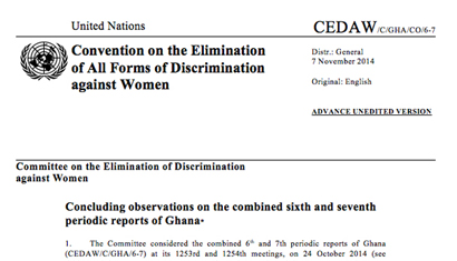Ghana: CEDAW Concluding observations, CEDAW/C/GHA/CO/6-7, para. 32, 7 Nov. 2014