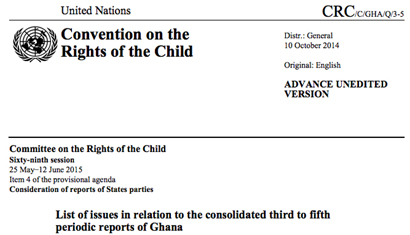 Ghana: CRC List of issues, CRC/C/GHA/Q/3-5, para. 14, 10 October 2014