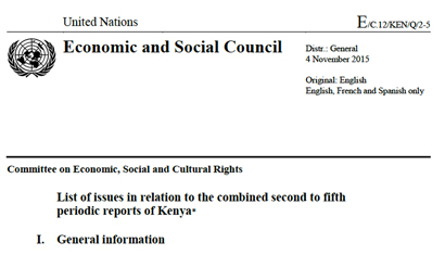 Kenya: CESCR List of issues, E/C.12/KEN/Q/2-5, para. 30, 16 October 2015