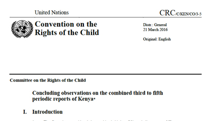 Kenya: CRC Concluding observations, CRC/C/KEN/CO/3-5, paras. 56 – 57, 2 February 2016