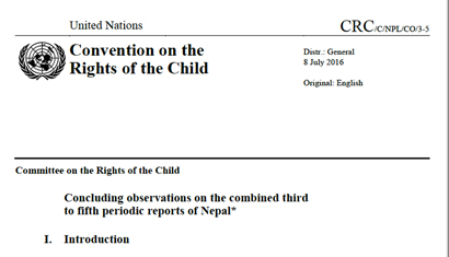 Nepal: CRC Concluding observations, CRC/C/NPL/CO/3-5, paras 57-58, 3 June 2016