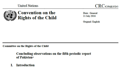 Pakistan: CRC, Concluding Observations, CRC/C/PAK/CO/5, paras. 61-62, 3 June 2016