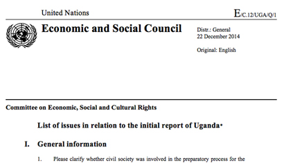 Uganda: CESCR, List of issues, E/C.12/UGA/Q/1, para. 32, 22 Dec. 2014